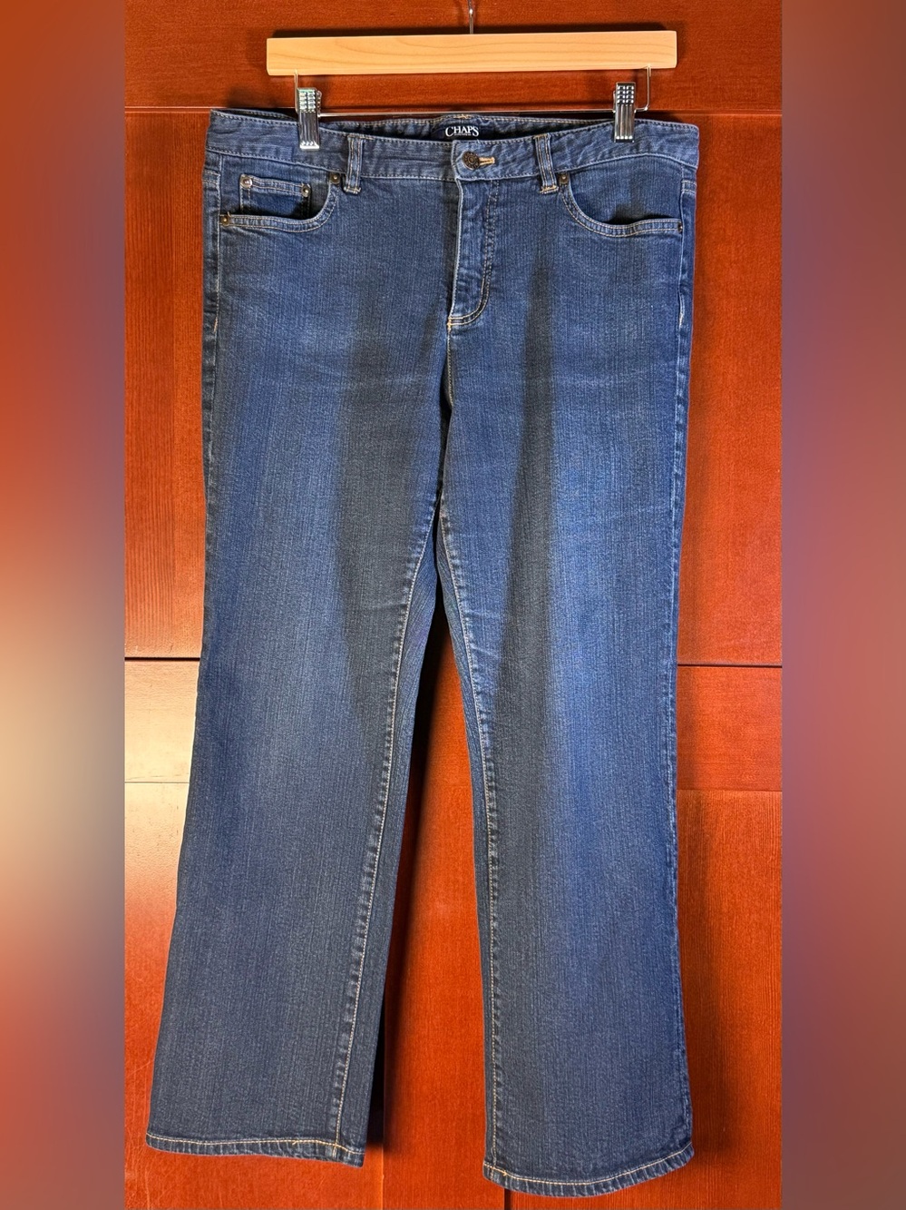 Chaps Petite Straight Leg Jeans Estimated 14P Dark Wash Stretch Denim